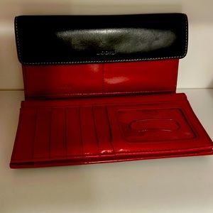 Lodis Black Wallet with Red Interior - Ample Slots for Cards and Cheques!
